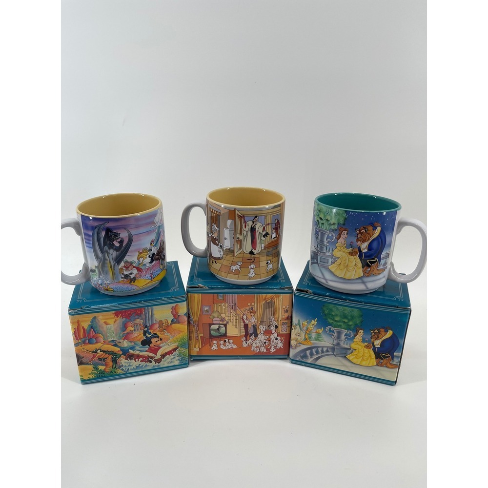 Disney Classics Mug Set Fantasia 101 Dalmatians Beauty /Beast Collectible